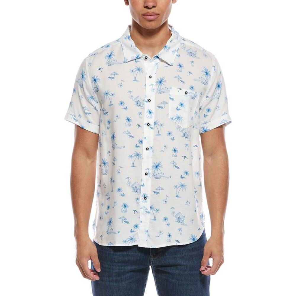 Magaschoni Mens  Printed Shirt, White